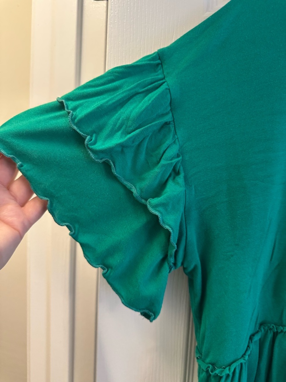 Originality Green Ruffle Short-Sleeve Peplum Top - Picture 3 of 4
